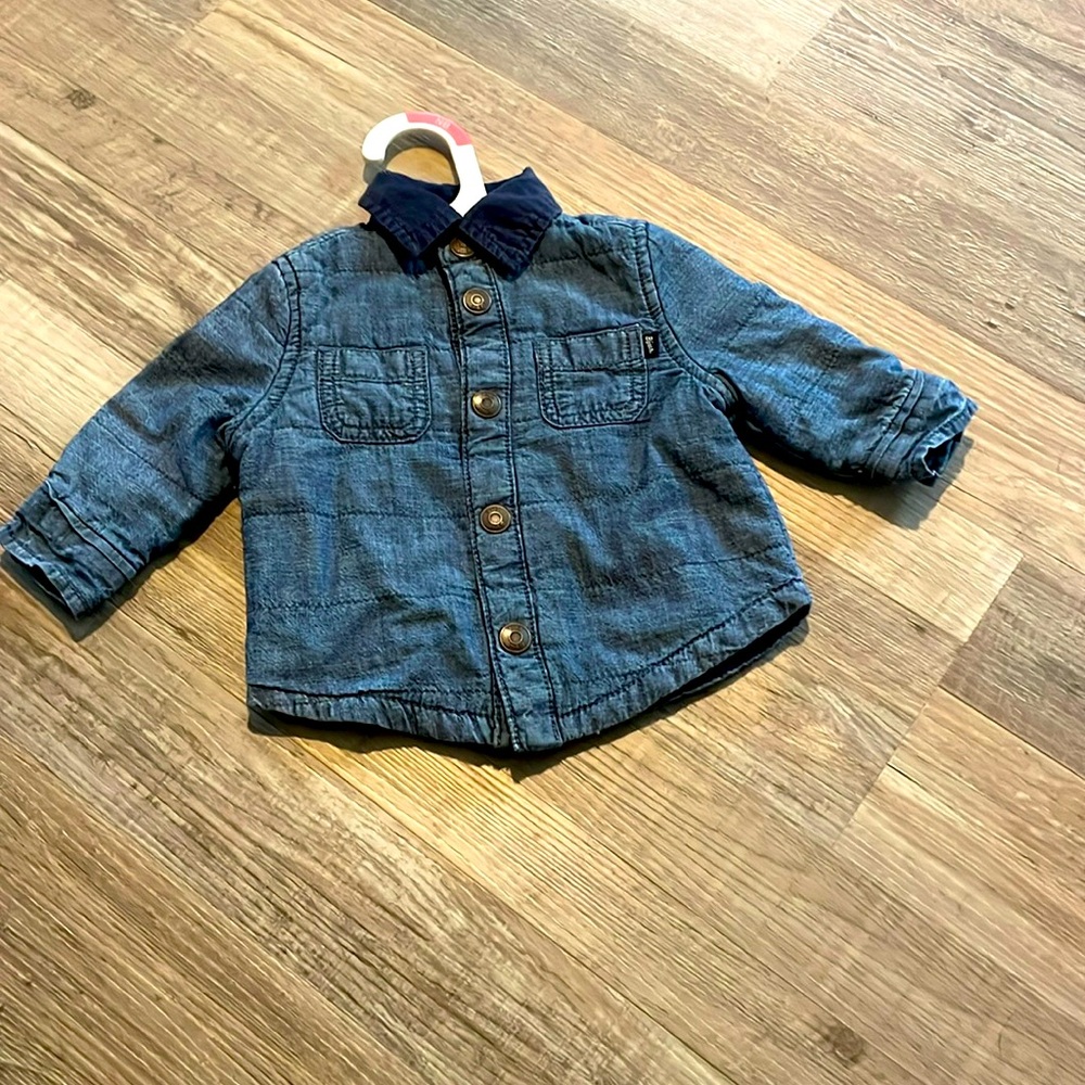 NWOT Oshkosh Baby quilted blue button up long sleeve Jacket size: 3M NEVER WORN